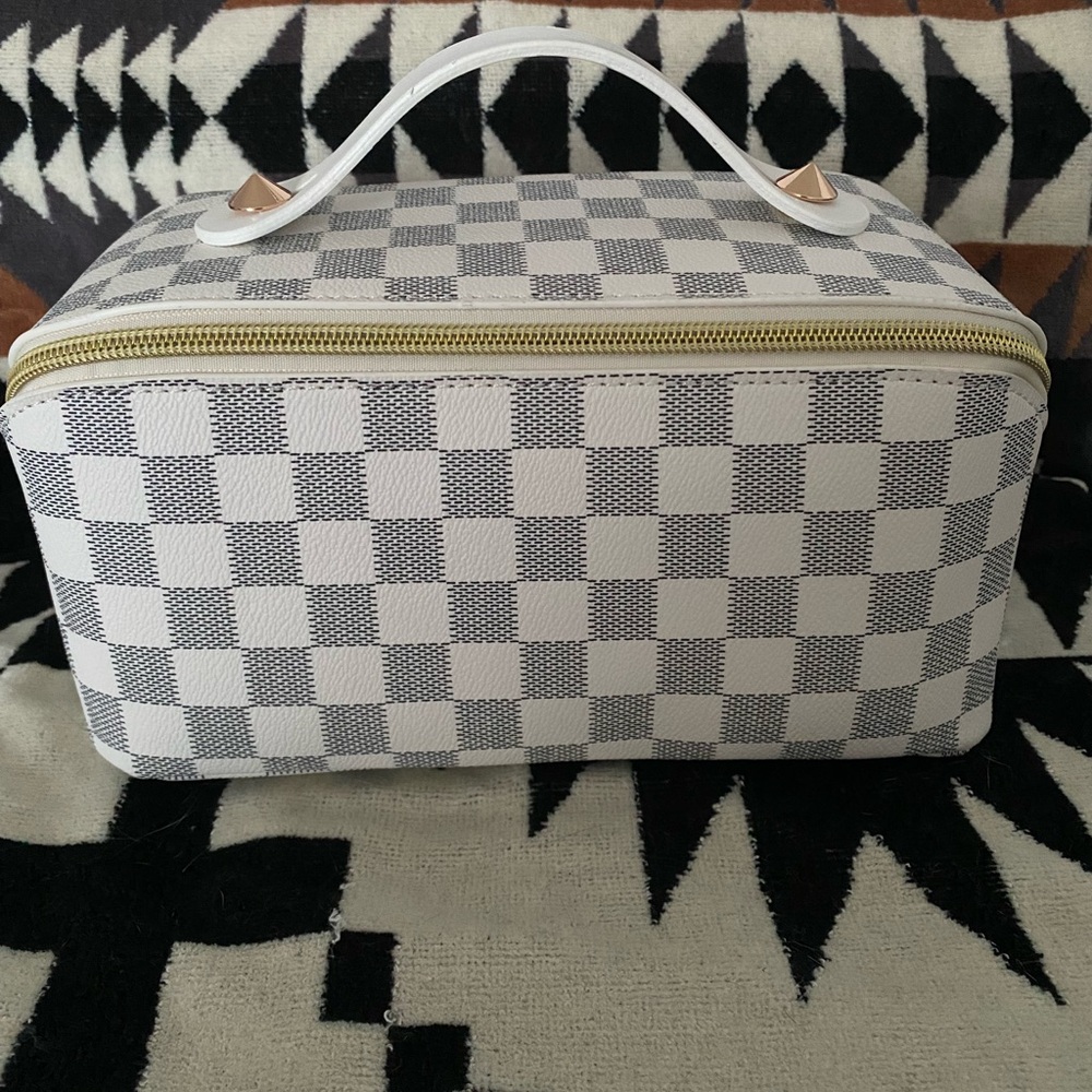 Checkered White and Gray Handbag